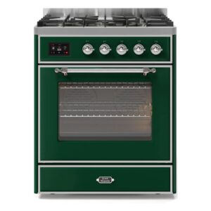 Aragaz, ILVE, Majestic, 80 cm, 5 arzatoare, cuptor electric, emerald green/chrome