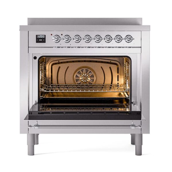 Aragaz, ILVE, Nostalgie, 90 cm, plita cu inductie, 6 zone de gatit, cuptor electric, solid door, stainless stell/chrome