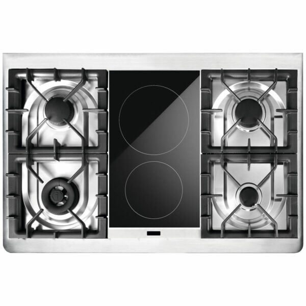 Aragaz, ILVE, Majestic, 90 cm, 4 arzatoare, plita cu inductie, 2 zone, cuptor electric, stainless stell/chrome