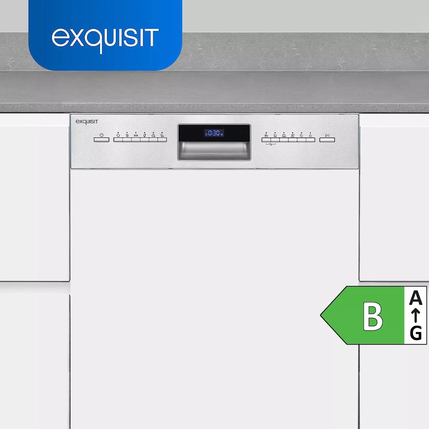 Masina de spalat vase incorporabila, Exquisit, 14 seturi, inox