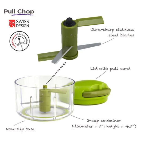 Tocator manual, Kuhn Rikon, Pull Chop, 750 ml, verde