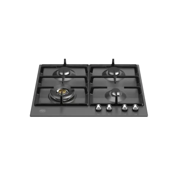 Plita incorporabila pe gaz cu Wok, Bertazzoni, colectie Heritage, 4 arzatoare, 60 cm, negru mat