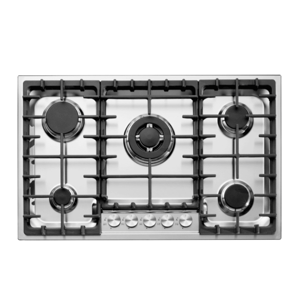 Plita incorporabila pe gaz, Barazza, Officina, 5 arzatoare, 80 cm, inox