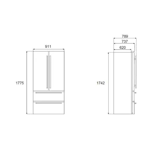 Frigider side by side, 636 litri, Bertazzoni, French Door, colectie Heritage, inox