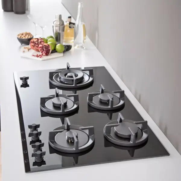 Plita incorporabila pe gaz, Bertazzoni, colectie Modern, 5 arzatoare, 90 cm, negru