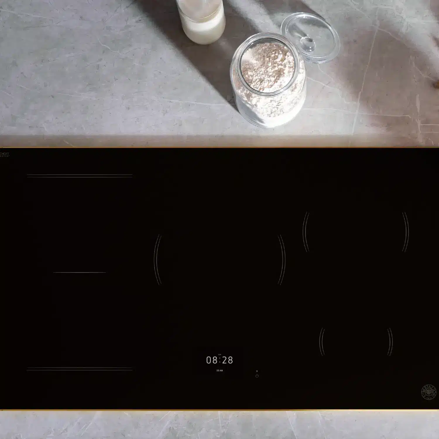 Plita incorporabila cu inductie, Bertazzoni, 5 zone, 90 cm, colectie Modern, negru/auriu