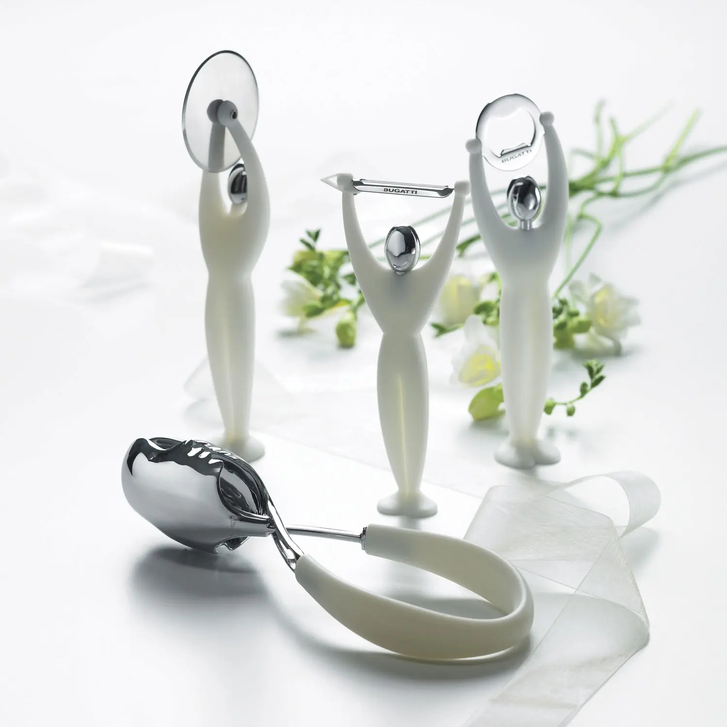 Set ustensile, Gym, Casa Bugatti, 3 piese, alb