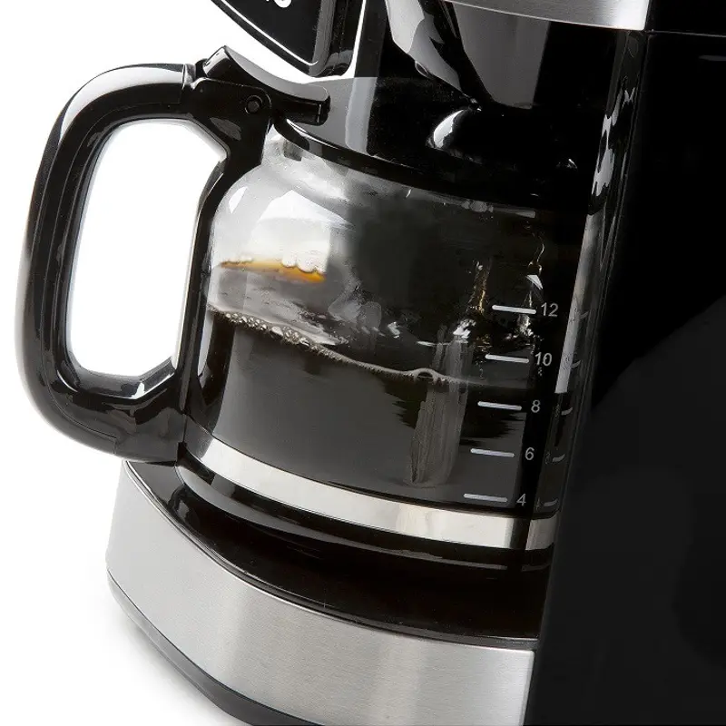 Cafetiera cu rasnita, DOMO, Grind and Brew, 12 cani, negru