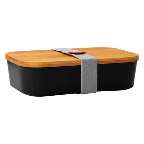 Caserola pentru alimente, 850 ml, Gastroback, Bento Bamboo Lunch Box, negru mat