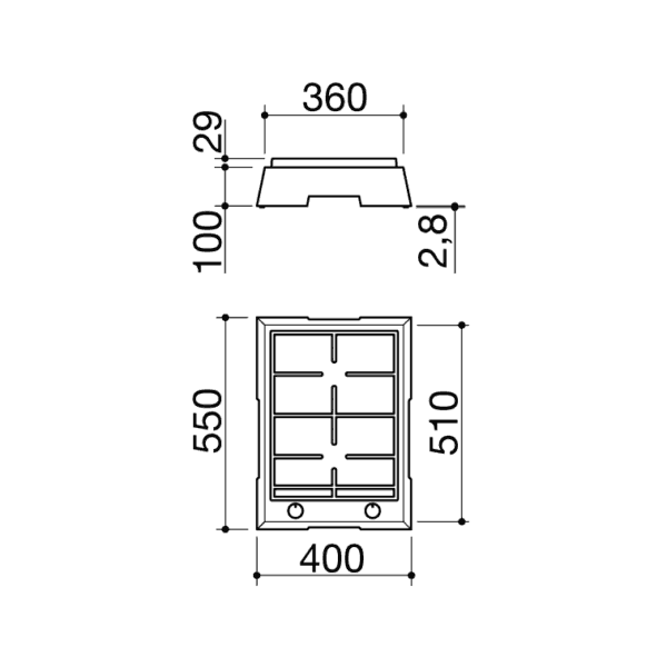 Plita pe gaz, Barazza, Outdoor, 2 arzatoare, 40 cm, inox