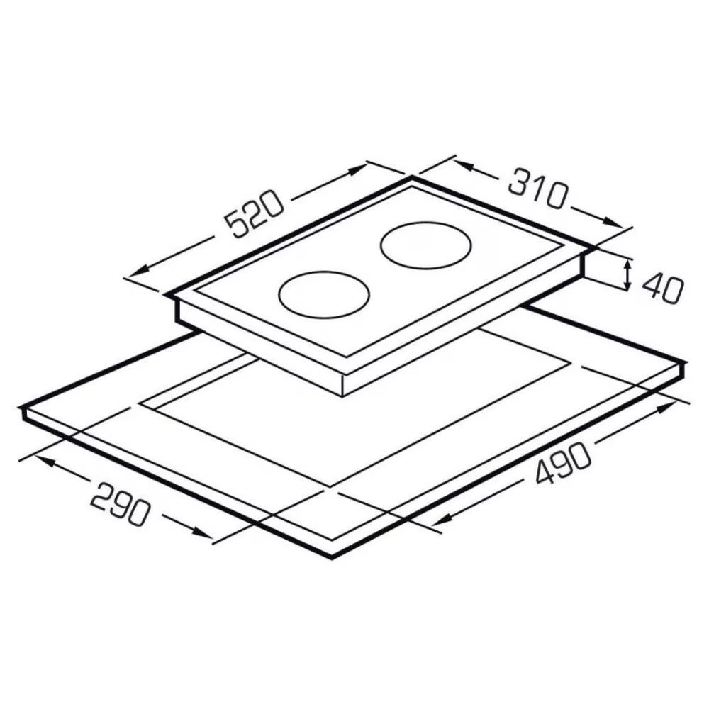 Plita electrica incorporabila, Schneider, 2 arzatoare, 31 cm, inox
