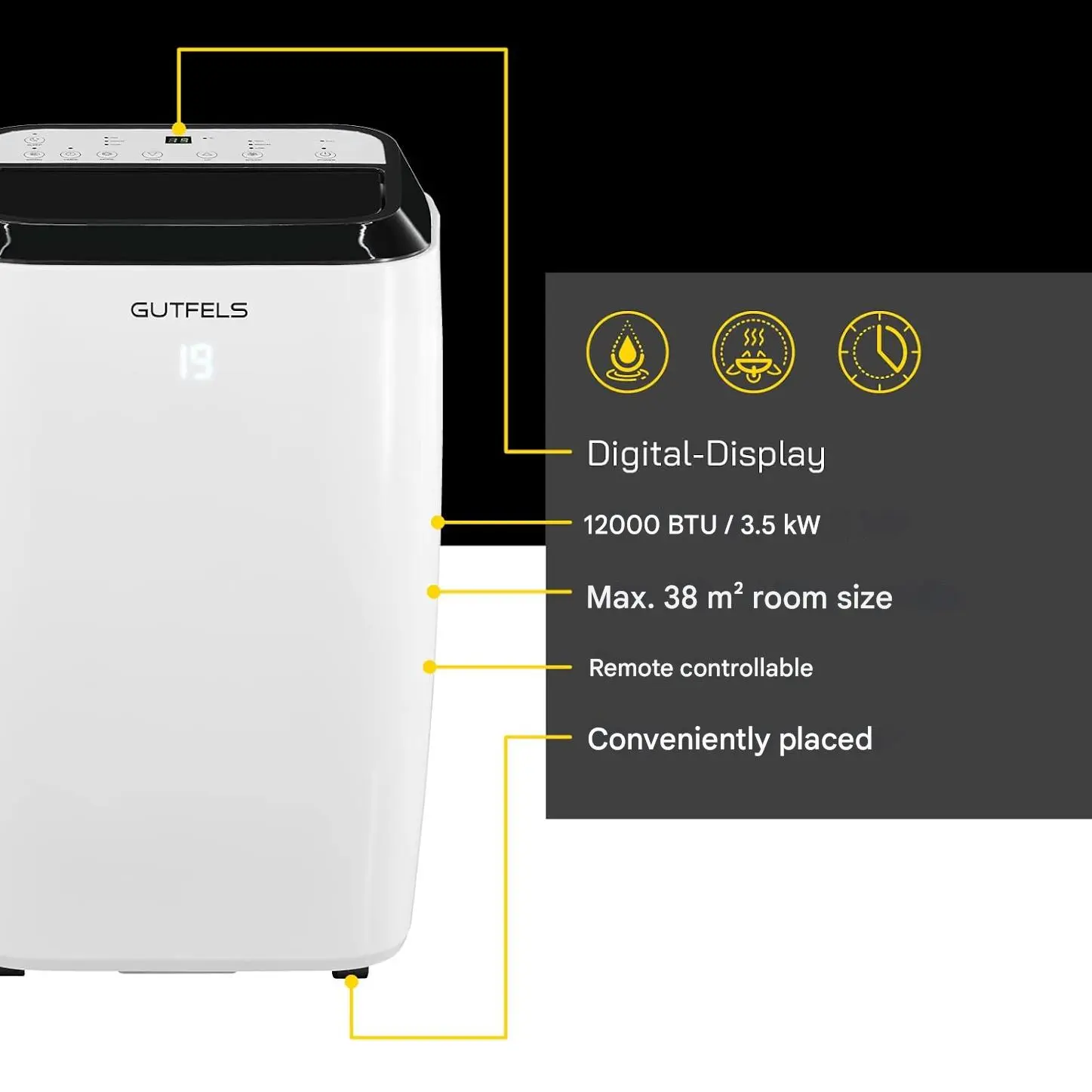 Aparat de aer conditionat portabil, Gutfels, CM61248, 12000 BTU, alb