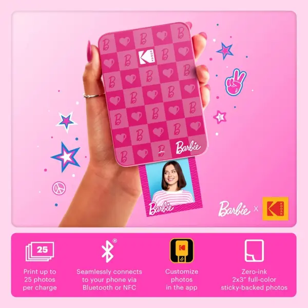 Imprimanta foto portabila pentru smartphone Barbie x Kodak, Step Wireless Printer Iconic