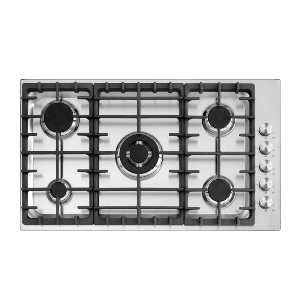 Plita incorporabila pe gaz, Barazza, Officina, 5 arzatoare, 90 cm, inox
