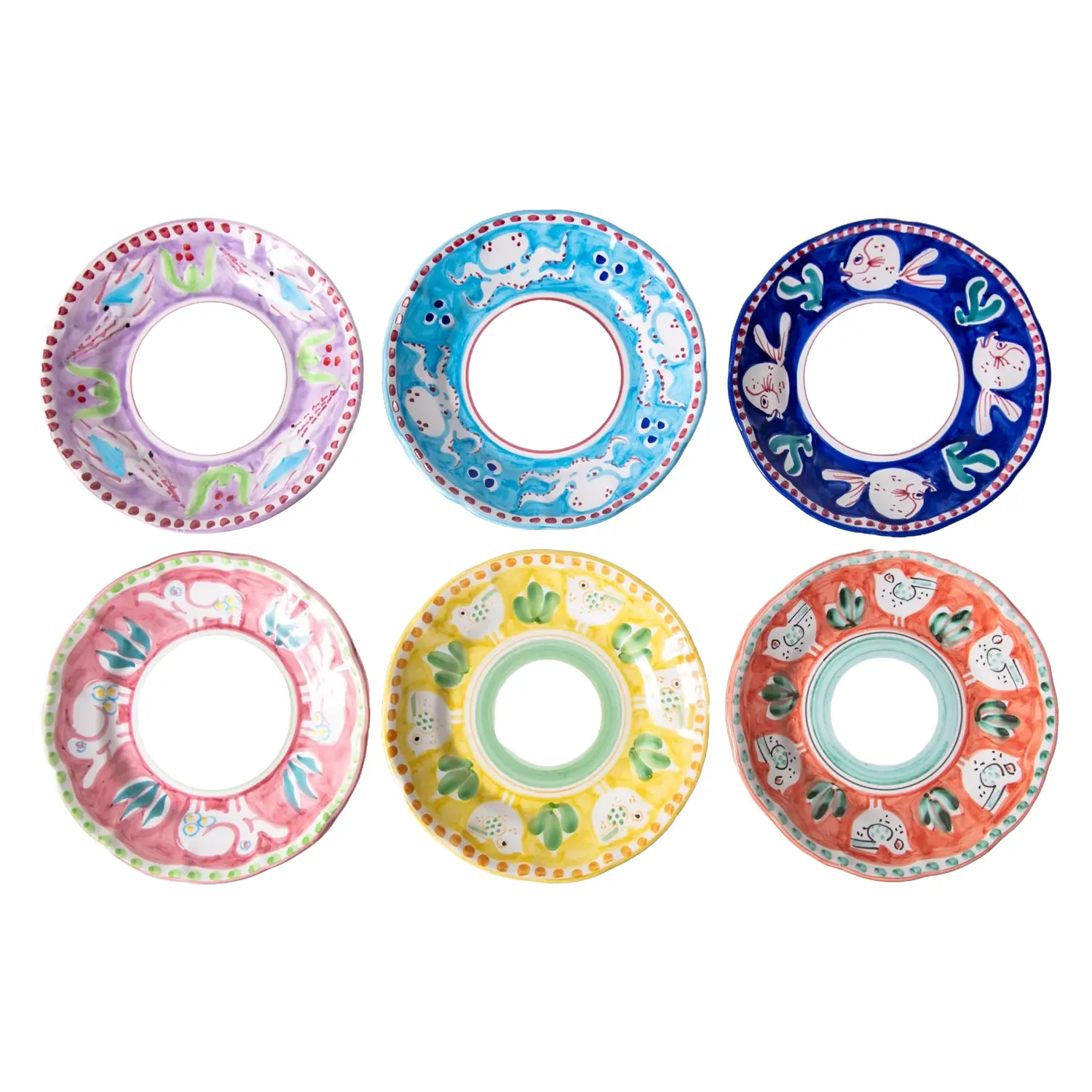 Set 6 farfurii Animaletti, Casa Amalfi - DPS6, alb