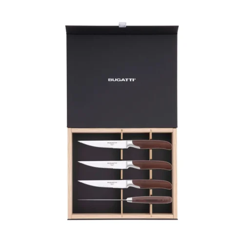Set 4 cutite pentru friptura, Casa Bugatti, En Cruz, maro wenge
