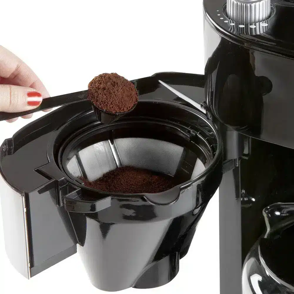 Cafetiera cu rasnita, DOMO, Grind and Brew, 12 cani, negru