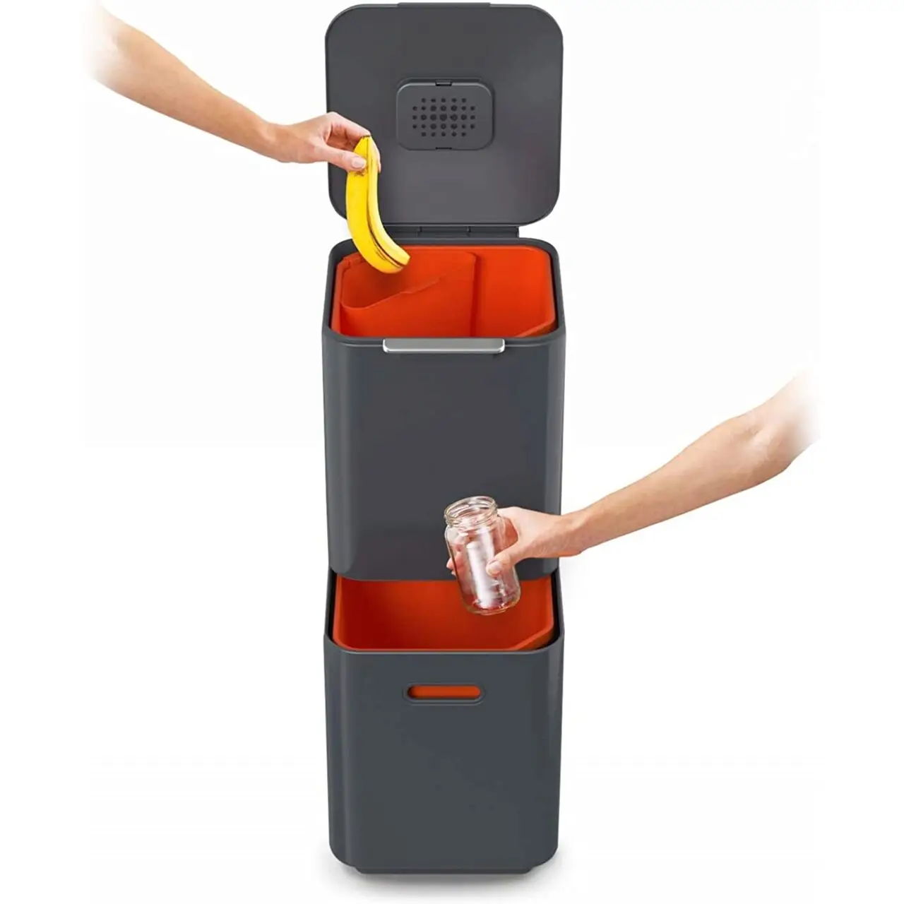 Cos de gunoi, Joseph Joseph, Totem, 2x20 litri, 2 compartimente, antracit