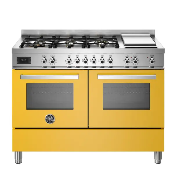 Aragaz, Bertazzoni, 120 cm, 6 arzatoare, 2 cuptoare electrice, colectie Professional, galben