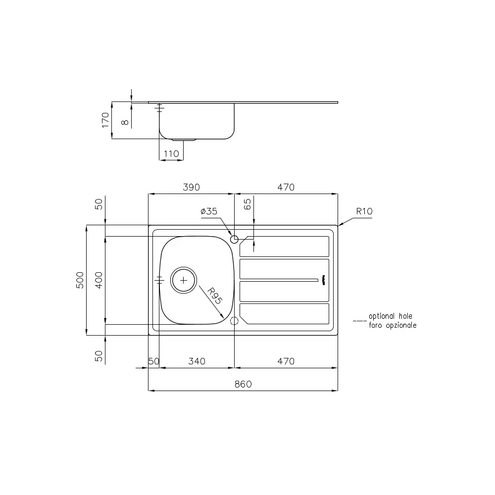 Chiuveta de bucatarie premium, Foster, S1000, 86 x 50 cm, inox
