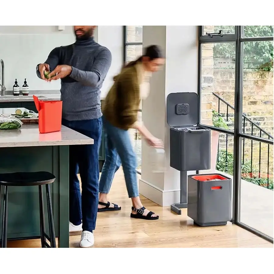 Cos de gunoi, Joseph Joseph, Totem, 2x20 litri, 2 compartimente, antracit