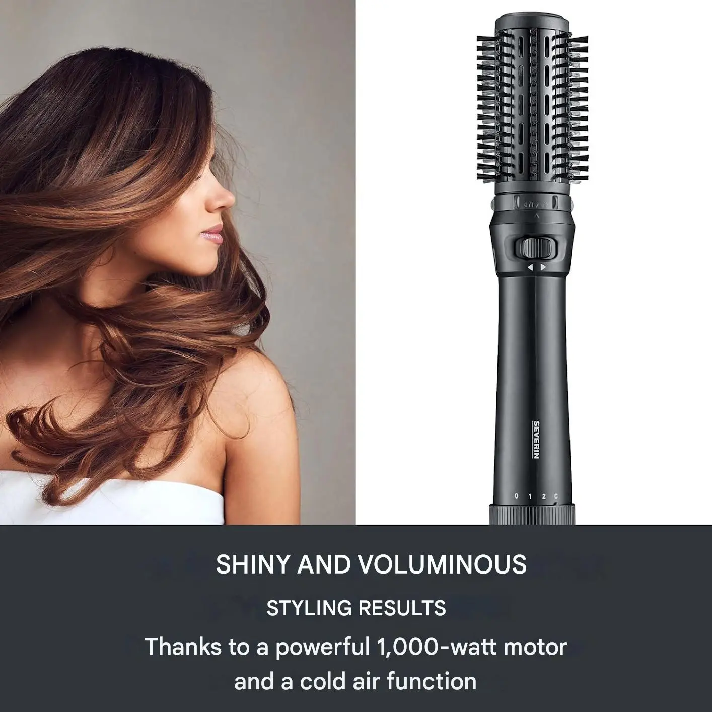 Perie rotativa cu aer cald, Severin, 1000 W, negru