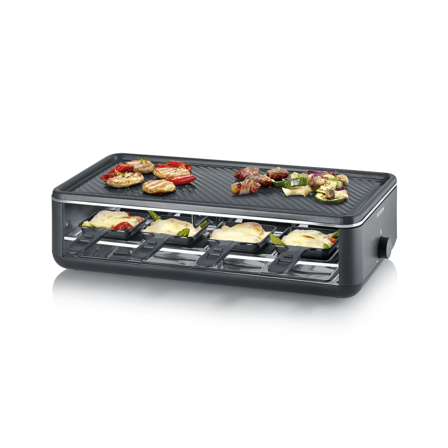 Plita grill si raclette, Severin, Black Line Lite, 1300 W, 8 persoane, negru