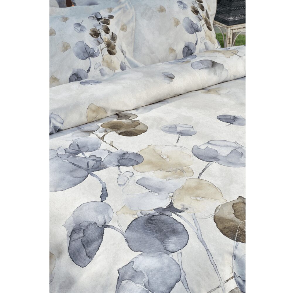 Set lenjerie de pat matrimonial premium, Valeron, 7 piese, Aceline, 100% bumbac egiptean, blue