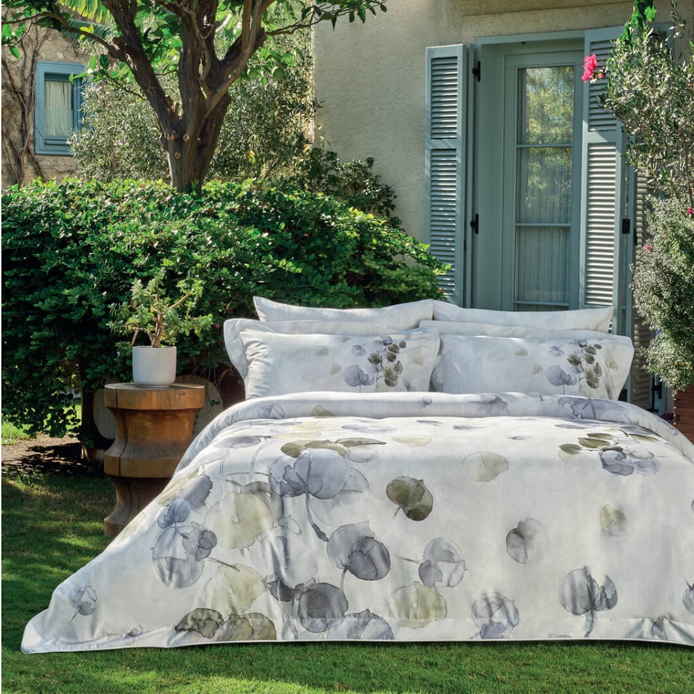 Set lenjerie de pat matrimonial premium, Valeron, 7 piese, Aceline, 100% bumbac egiptean, blue