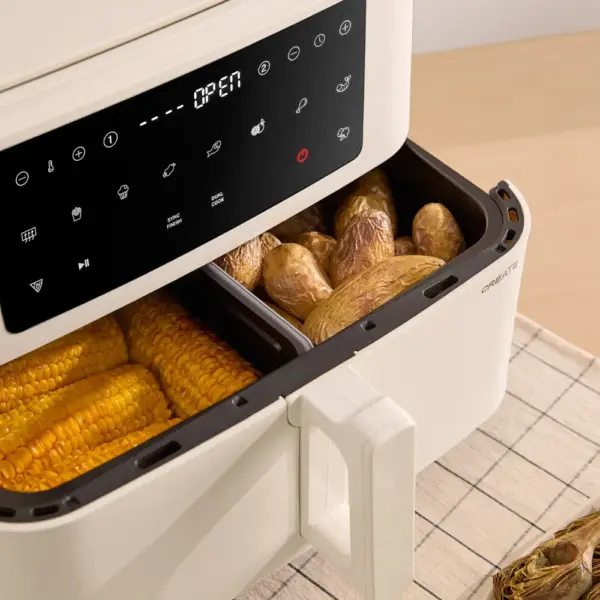 Friteuza cu aer cald, CREATE, Air Fryer Dual, 10 l, crem