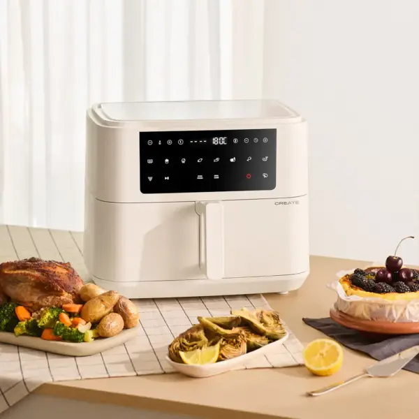 Friteuza cu aer cald, CREATE, Air Fryer Dual, 10 l, crem