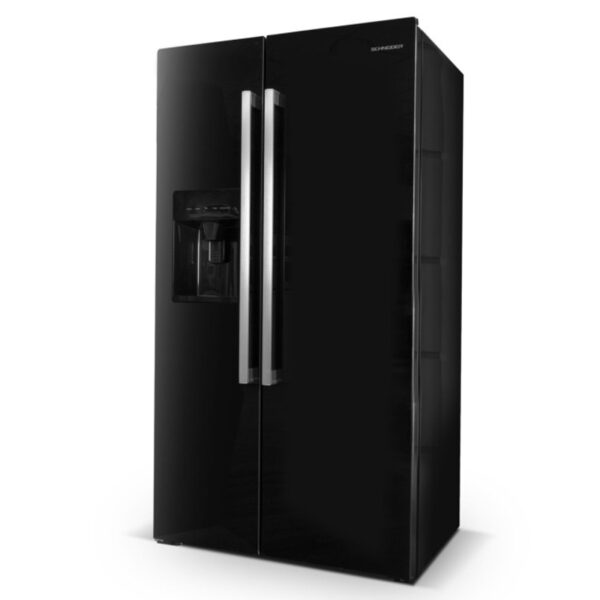Frigider side by side cu dozator de apa/gheata, Schneider, 556 litri, negru