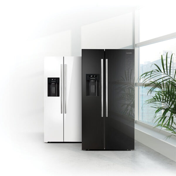 Frigider side by side cu dozator de apa/gheata, Schneider, 556 litri, negru
