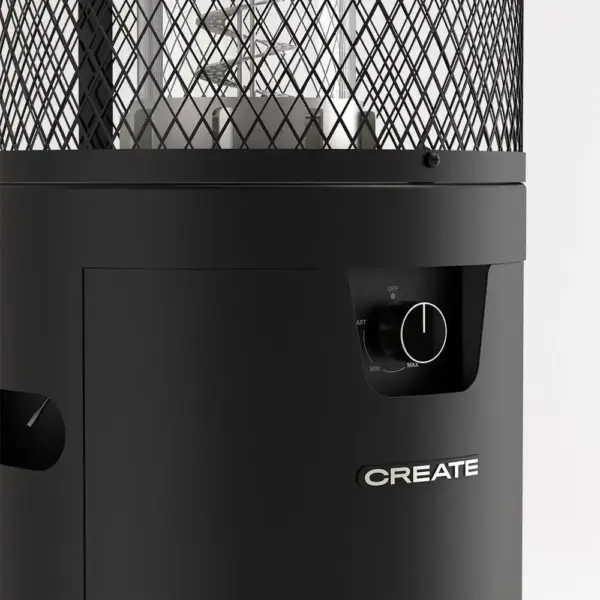 Incalzitor de terasa pe gaz, CREATE, Fire Round Heater, 8000 W, negru