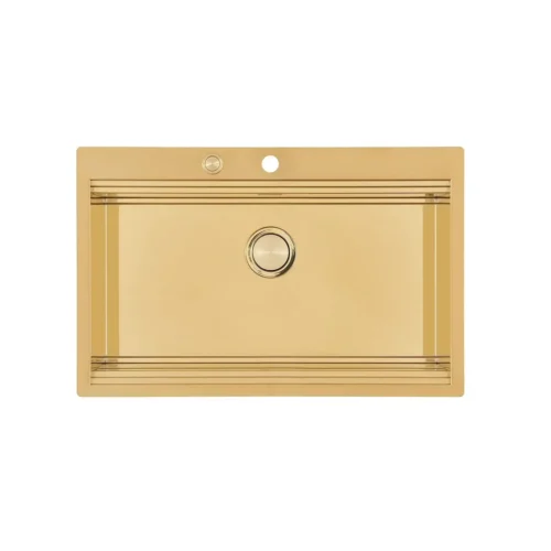 Chiuveta de bucatarie premium, Foster, Milanello, 80 x 52 cm, finisaj PVD, auriu