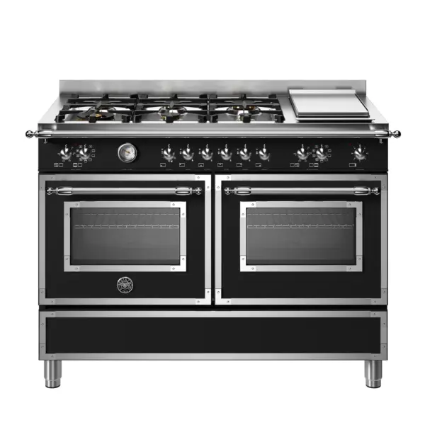 Aragaz, Bertazzoni, 120 cm, 6 arzatoare, 2 cuptoare electrice, colectie Heritage, negru