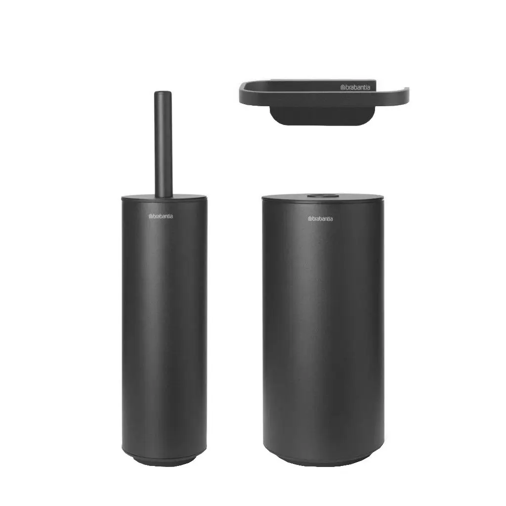Perie de toaleta cu suport si accesorii, Brabantia, negru