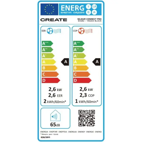 Aparat de aer conditionat portabil 4in1, CREATE, WiFi Silkair Pro, 9000 BTU, alb
