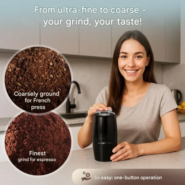 Rasnita electrica de cafea, Clatronic, Coffee Mill, 60 g, negru