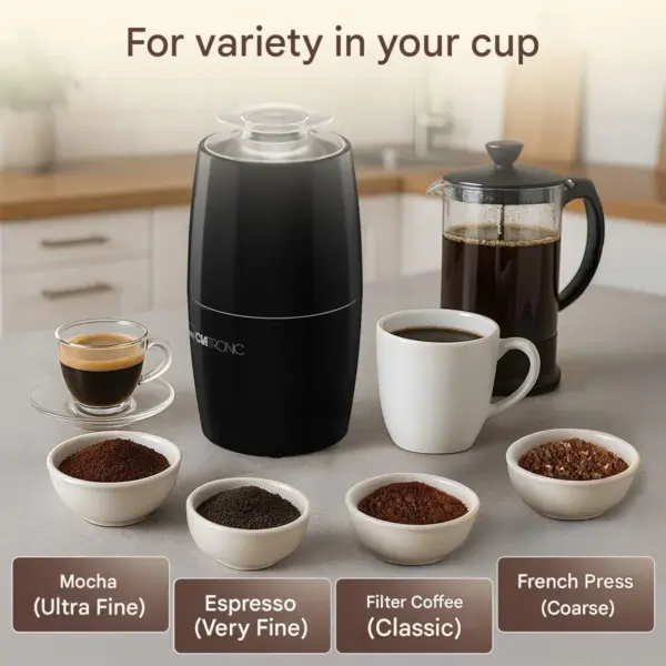 Rasnita electrica de cafea, Clatronic, Coffee Mill, 60 g, negru