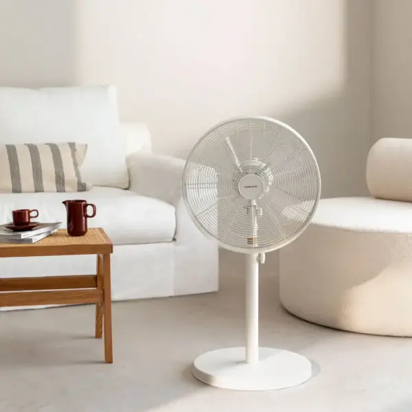 Ventilator vertical cu picior Retro, CREATE, Air Stand Wood, alb