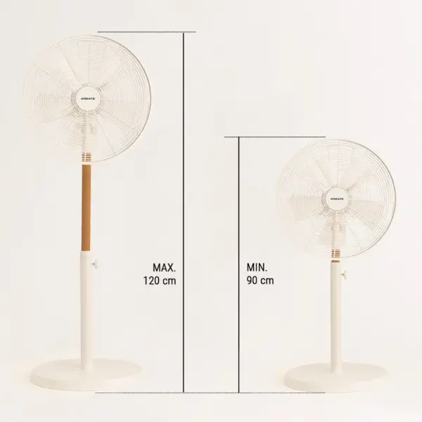 Ventilator vertical cu picior Retro, CREATE, Air Stand Wood, alb