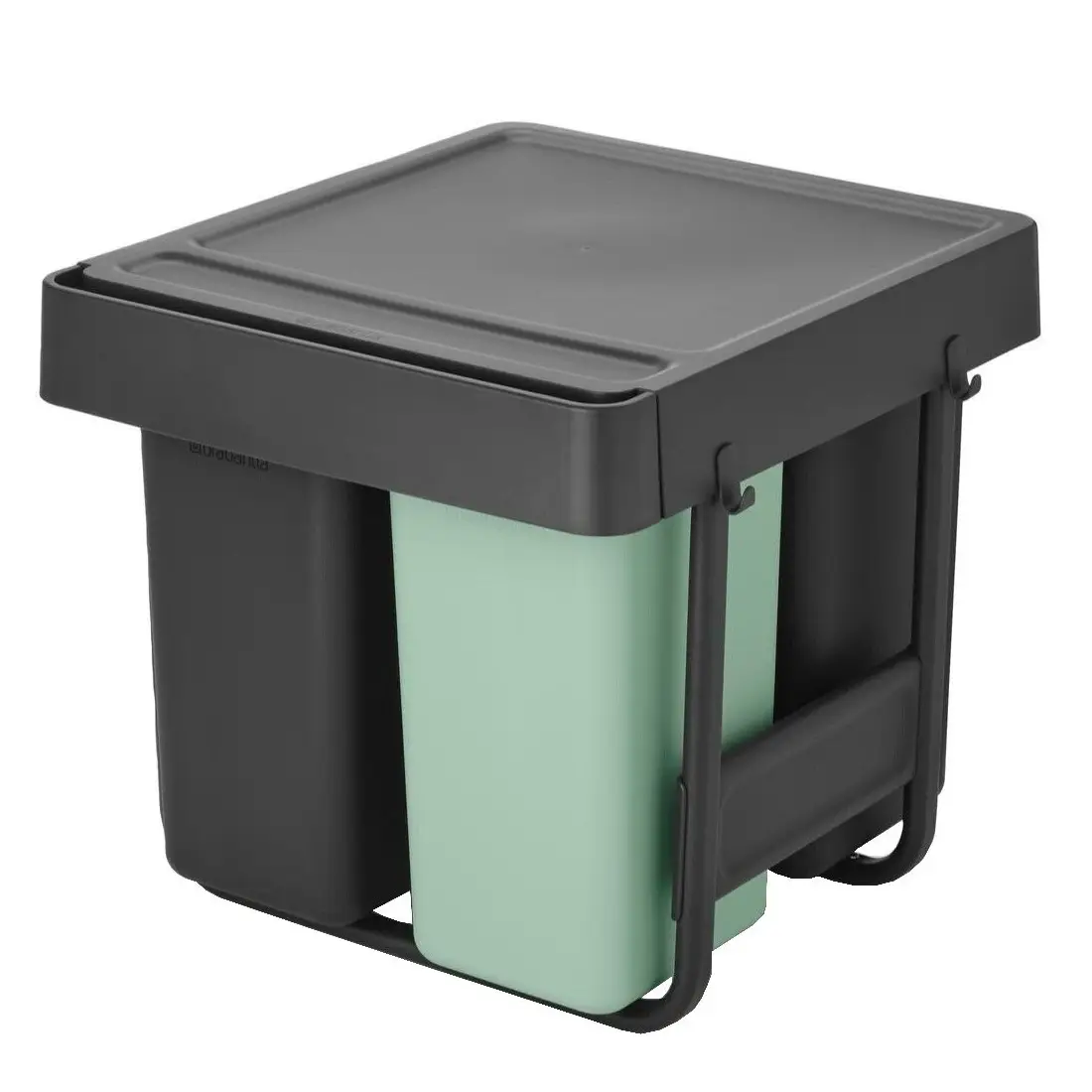 Cos de gunoi incorporabil, Brabantia, Sort&Go, 10+10+20 litri, gri/verde pastel