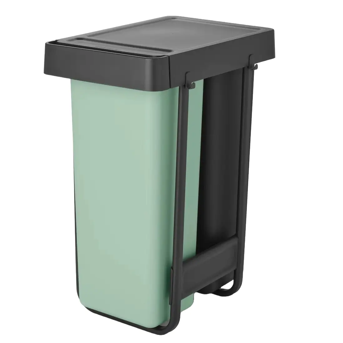 Cos de gunoi incorporabil, Brabantia, Sort&Go, 2x30 litri, gri/verde pastel