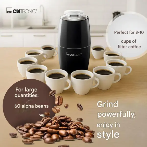 Rasnita electrica de cafea, Clatronic, Coffee Mill, 60 g, negru