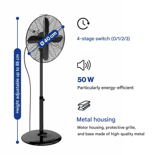 Ventilator vertical cu picior, ProfiCare, PC-VL3064MSN, negru