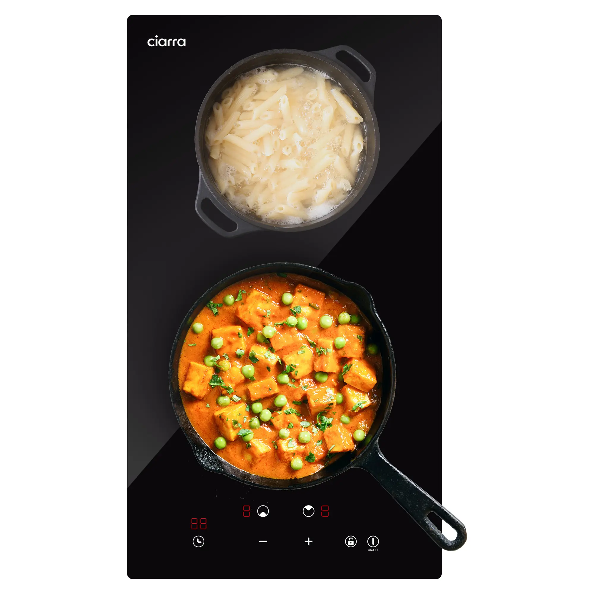 Plita electrica cu inductie, Ciarra, 2 zone, 30 cm, negru