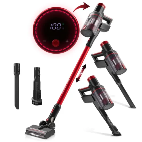 Aspirator vertical si de mana fara sac, ProfiCare, Eco-Cyclon Twin-Spin, rosu