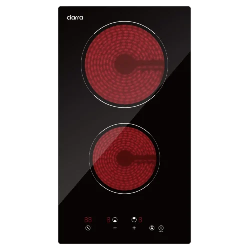 Plita vitroceramica incorporabila, Ciarra, 2 zone, 30 cm, negru