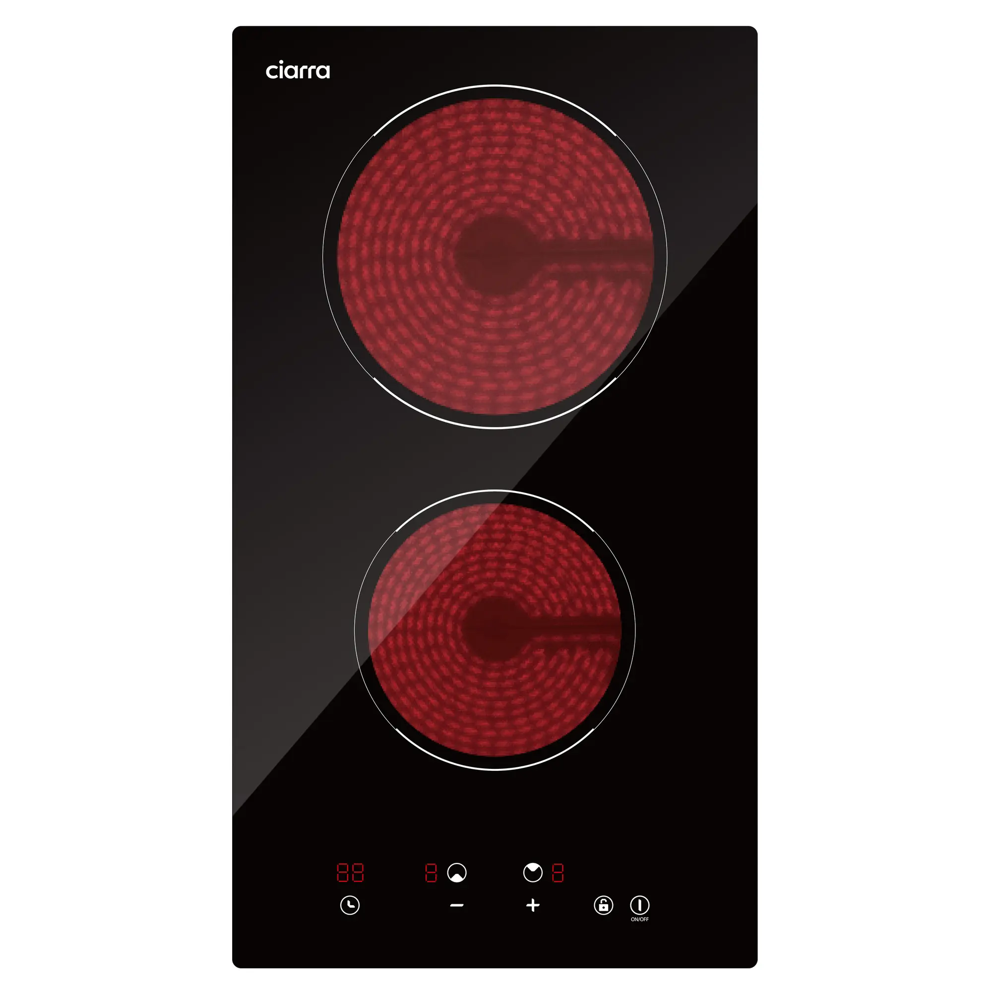 Plita vitroceramica incorporabila, Ciarra, 2 zone, 30 cm, negru